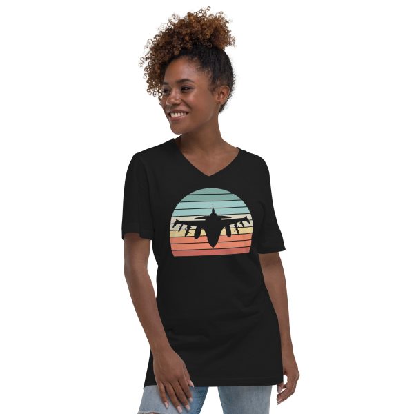 Fighter Jet Sunset |  Short Sleeve V-Neck T-Shirt