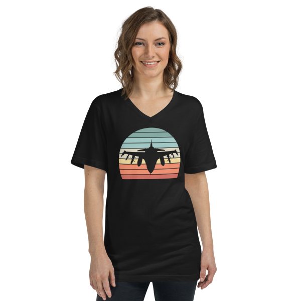 Fighter Jet Sunset |  Short Sleeve V-Neck T-Shirt