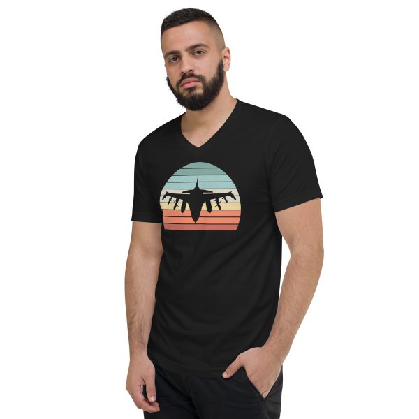 Fighter Jet Sunset |  Short Sleeve V-Neck T-Shirt