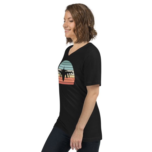 Fighter Jet Sunset |  Short Sleeve V-Neck T-Shirt