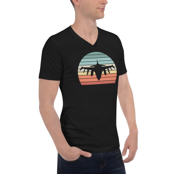 Fighter Jet Sunset |  Short Sleeve V-Neck T-Shirt