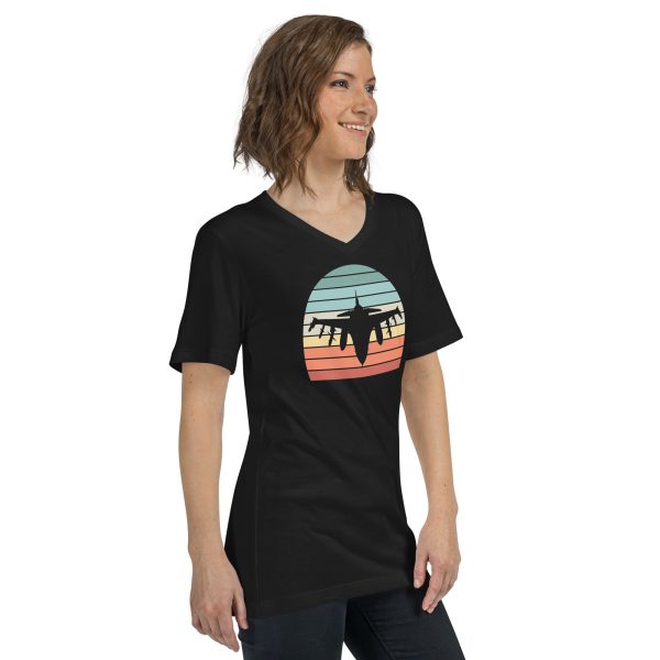 Fighter Jet Sunset |  Short Sleeve V-Neck T-Shirt