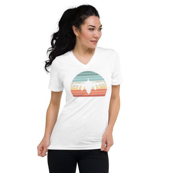 Fighter Jet Sunset |  Short Sleeve V-Neck T-Shirt