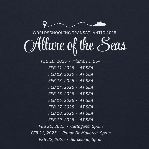 Transatlantic Allure of the Seas 2025 | WHITE FONT Unisex Hoodie