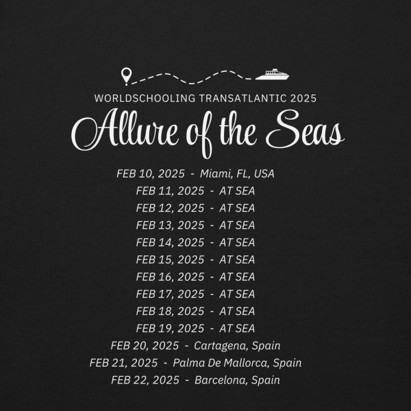 Transatlantic Allure of the Seas 2025 | WHITE FONT Unisex Premium Sweatshirt