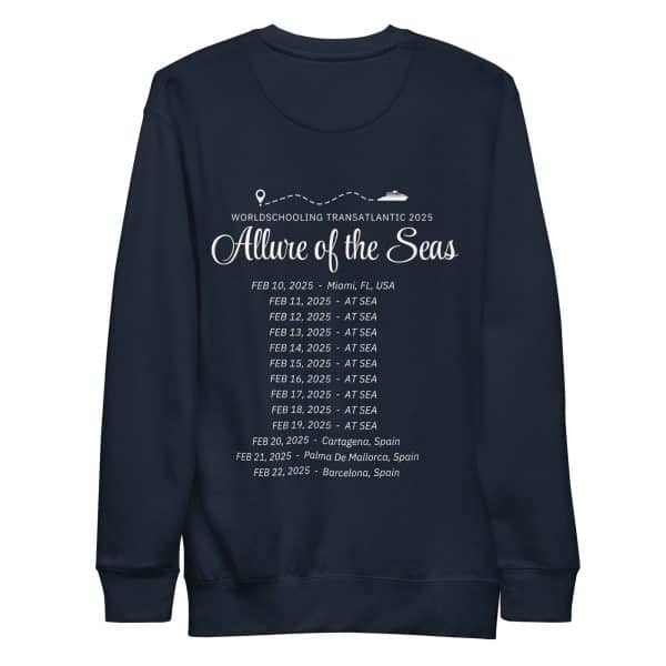 Transatlantic Allure of the Seas 2025 | WHITE FONT Unisex Premium Sweatshirt