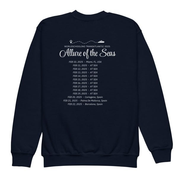 Transatlantic Allure of the Seas 2025 | WHITE FONT Youth Crewneck Sweatshirt