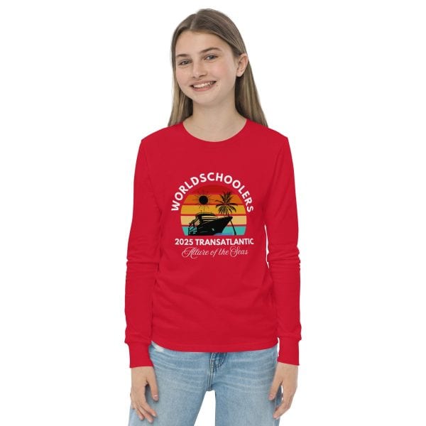 Transatlantic Allure of the Seas 2025 | White Font | Youth long sleeve tee