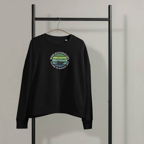 Women’s organic crew neck sweatshirt | White font | Iceland