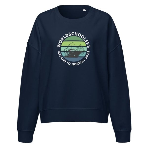 Women’s organic crew neck sweatshirt | White font | Iceland