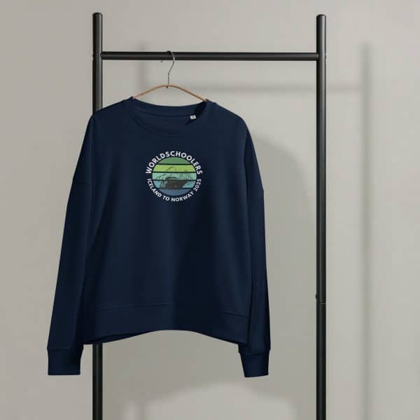 Women’s organic crew neck sweatshirt | White font | Iceland