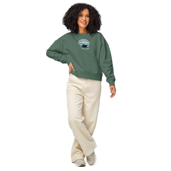 Women’s organic crew neck sweatshirt | White font | Alaska