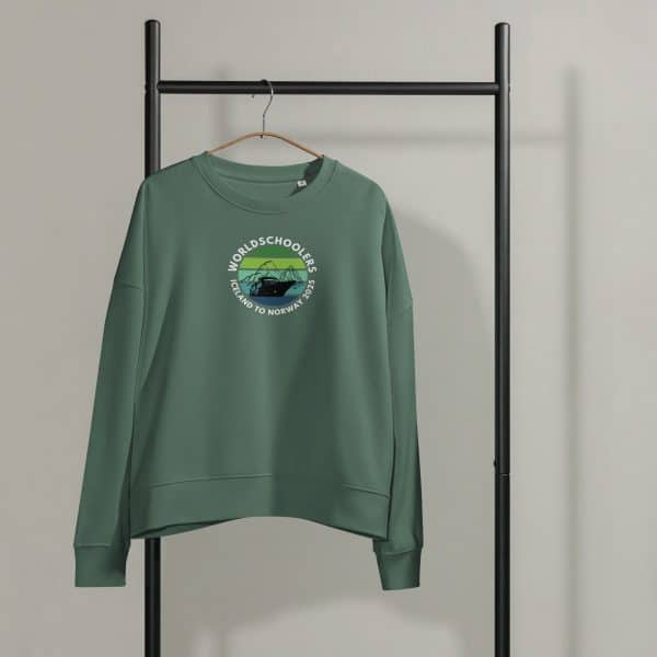 Women’s organic crew neck sweatshirt | White font | Iceland