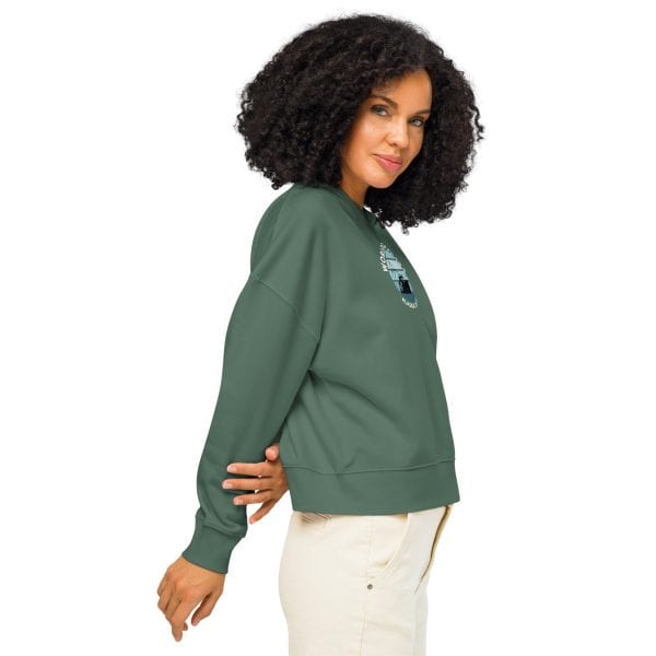 Women’s organic crew neck sweatshirt | White font | Alaska