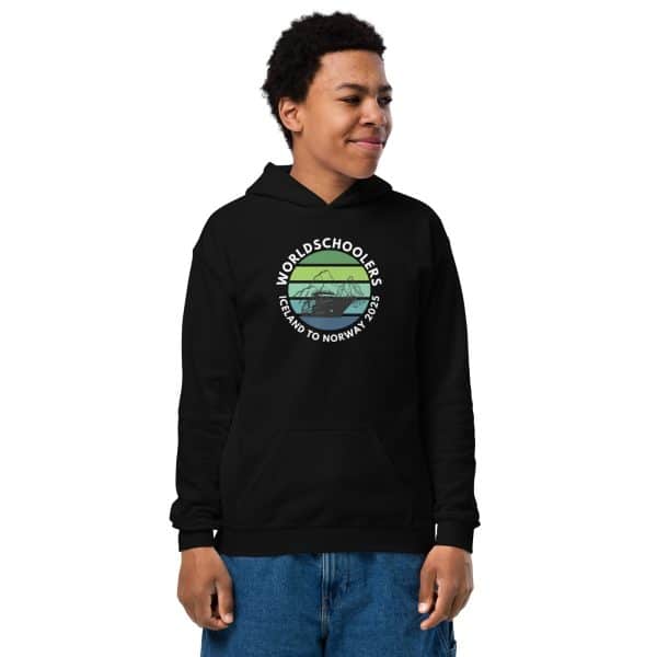 Youth heavy blend hoodie | White Font | Iceland