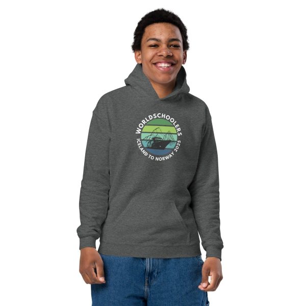 Youth heavy blend hoodie | White Font | Iceland