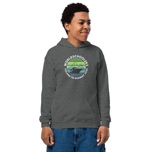 Youth heavy blend hoodie | White Font | Iceland