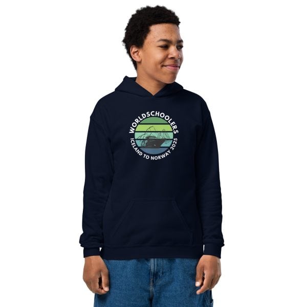 Youth heavy blend hoodie | White Font | Iceland