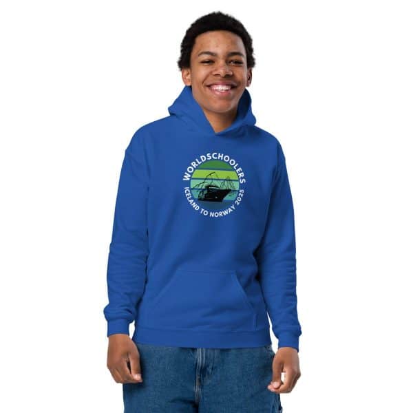 Youth heavy blend hoodie | White Font | Iceland