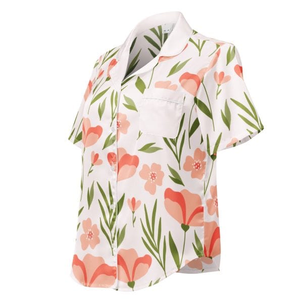 Pink Flowers -  Women’s short sleeve pajama top