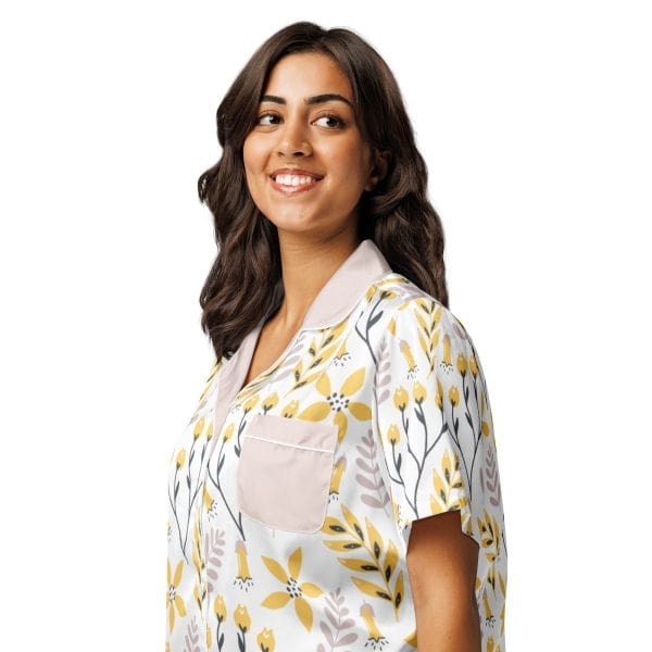 Yellow Flowers - Women’s short sleeve pajama top