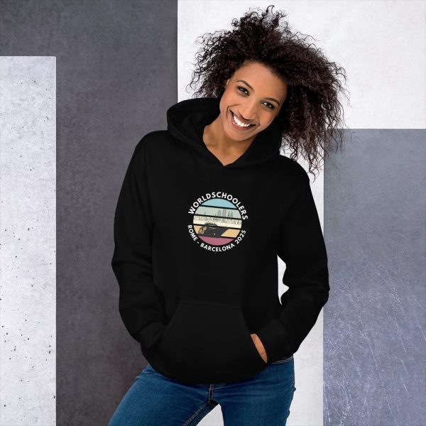 Unisex Hoodie | White Font | Rome - Barcelona 2025
