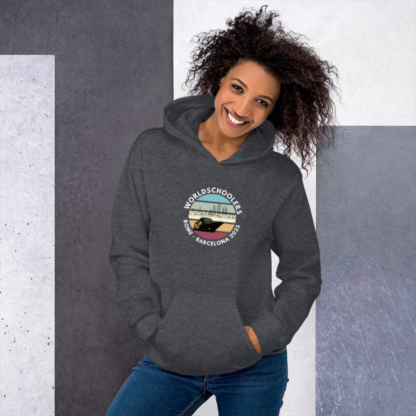 Unisex Hoodie | White Font | Rome - Barcelona 2025