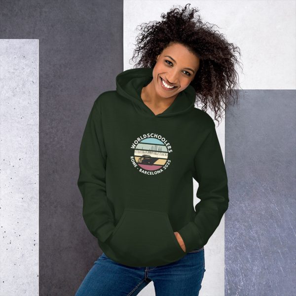 Unisex Hoodie | White Font | Rome - Barcelona 2025