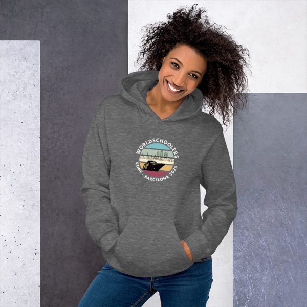 Unisex Hoodie | White Font | Rome - Barcelona 2025