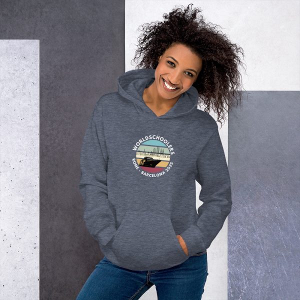 Unisex Hoodie | White Font | Rome - Barcelona 2025