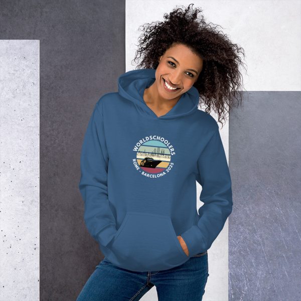 Unisex Hoodie | White Font | Rome - Barcelona 2025