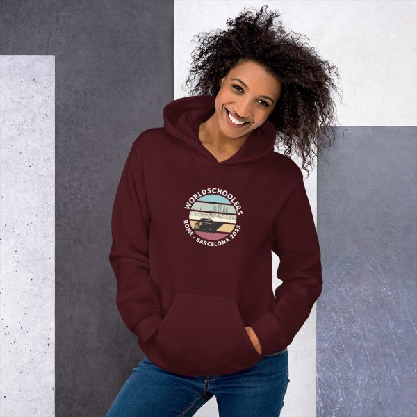 Unisex Hoodie | White Font | Rome - Barcelona 2025