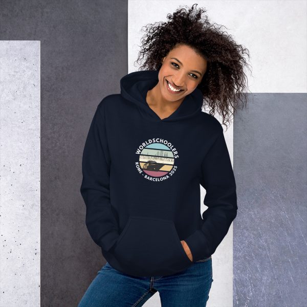 Unisex Hoodie | White Font | Rome - Barcelona 2025