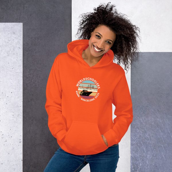 Unisex Hoodie | White Font | Rome - Barcelona 2025