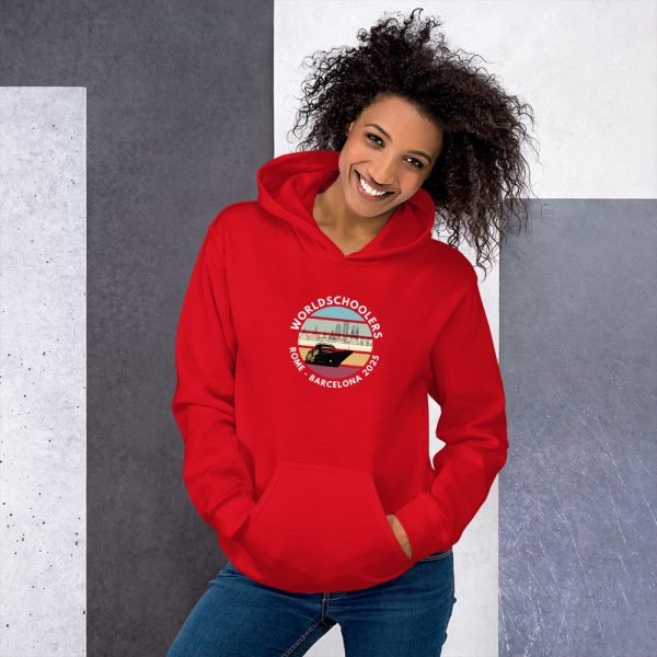 Unisex Hoodie | White Font | Rome - Barcelona 2025