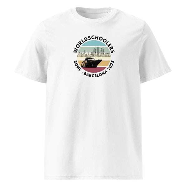 Unisex organic ribbed neck t-shirt | Black Font | Rome - Barcelona 2025