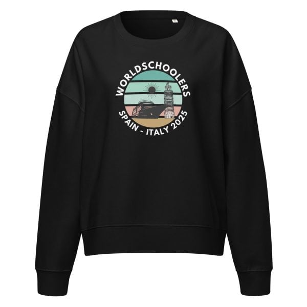 Women’s organic crew neck sweatshirt | White Font | Spain - Italy 2025