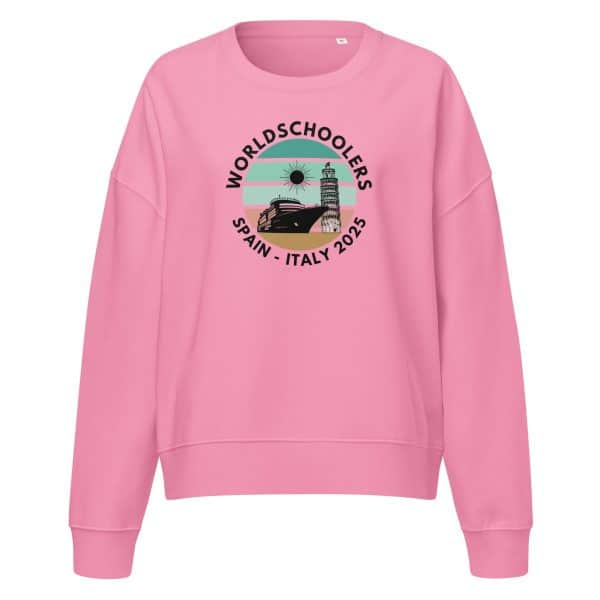 Women’s organic crew neck sweatshirt | Black Font | Spain - Italy 2025