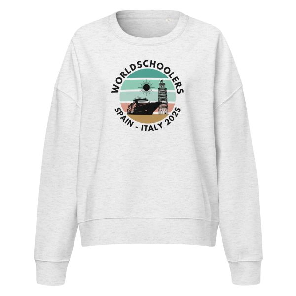 Women’s organic crew neck sweatshirt | Black Font | Spain - Italy 2025