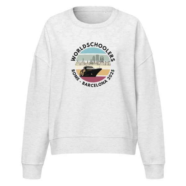 Women’s organic crew neck sweatshirt | Black Font | Rome - Barcelona 2025