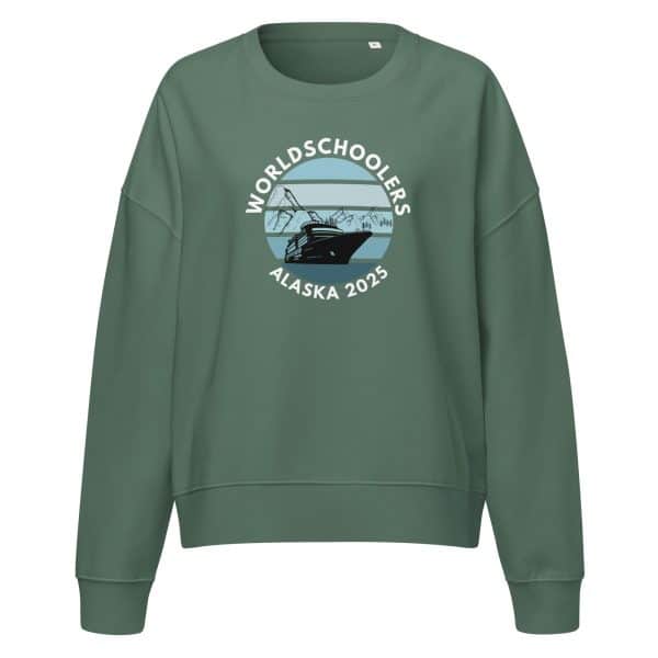 Women’s organic crew neck sweatshirt | White font | Alaska