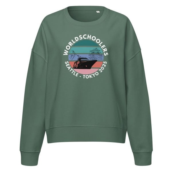 Women’s organic crew neck sweatshirt | White font | Seattle-Tokyo