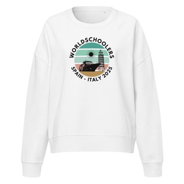 Women’s organic crew neck sweatshirt | Black Font | Spain - Italy 2025