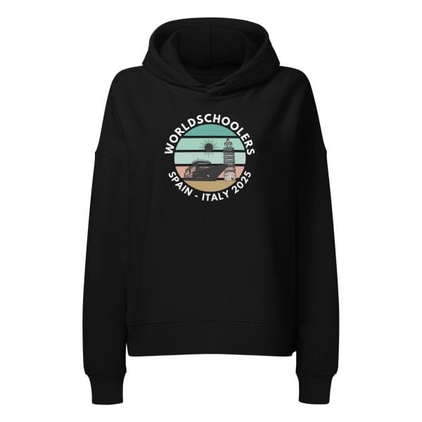 Women’s organic mid-weight hoodie | White Font | Spain - Italy 2025
