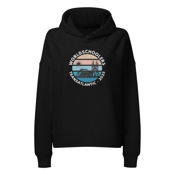 Women’s organic mid-weight hoodie | White Font | Transatlantic 2025