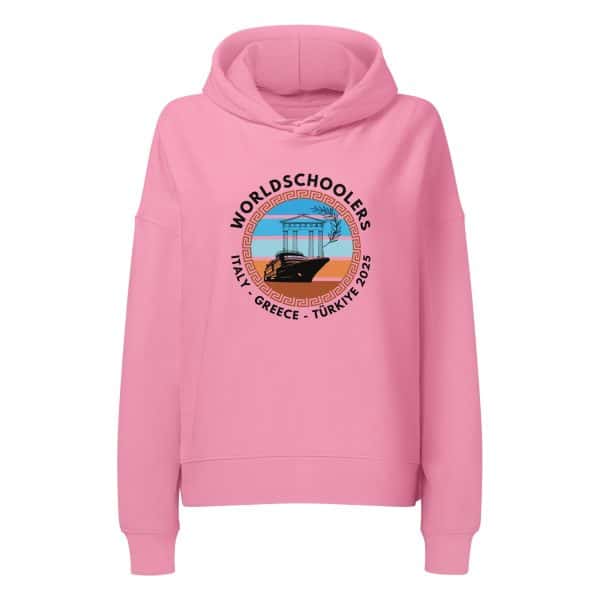 Women’s organic mid-weight hoodie | Black Font | Italy - Greece - Türkiye 2025