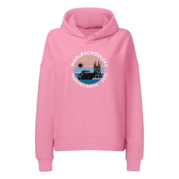 Women’s organic mid-weight hoodie | White Font | Transatlantic 2025