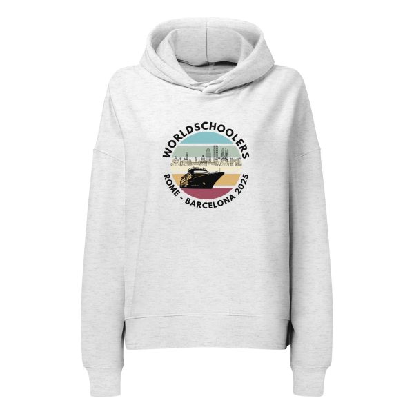 Women’s organic mid-weight hoodie | Black Font | Rome - Barcelona 2025
