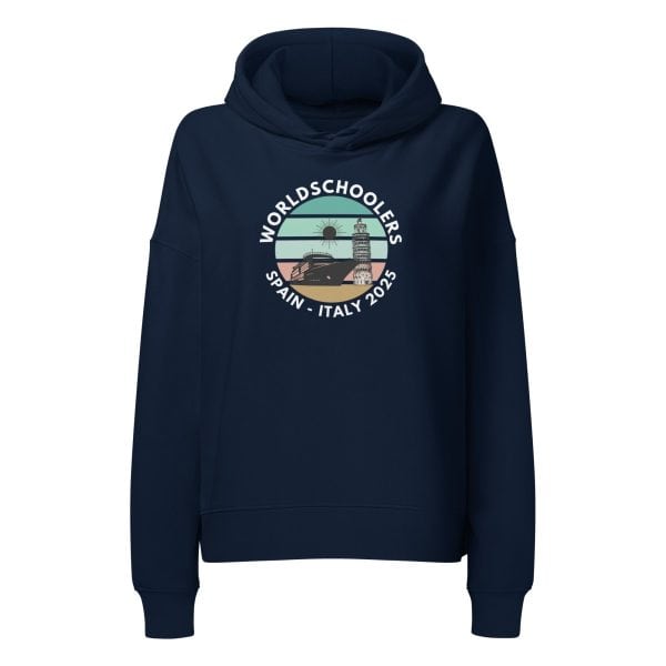 Women’s organic mid-weight hoodie | White Font | Spain - Italy 2025