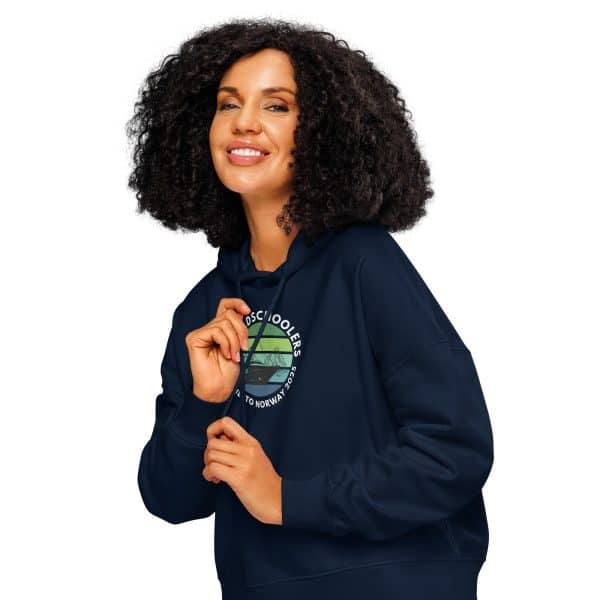 Women’s organic mid-weight hoodie | White Font | Iceland